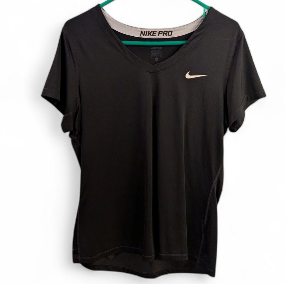 Nike Pro Dri-Fit Black V Neck Performance Shirt Women's Size XL